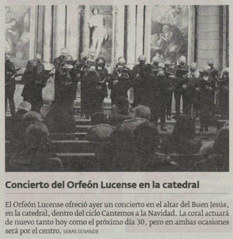Concierto del Orfeón Lucense en la Catedral