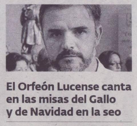 El Orfeón Lucense canta en las misas del Gallo y de Navidad en la seo